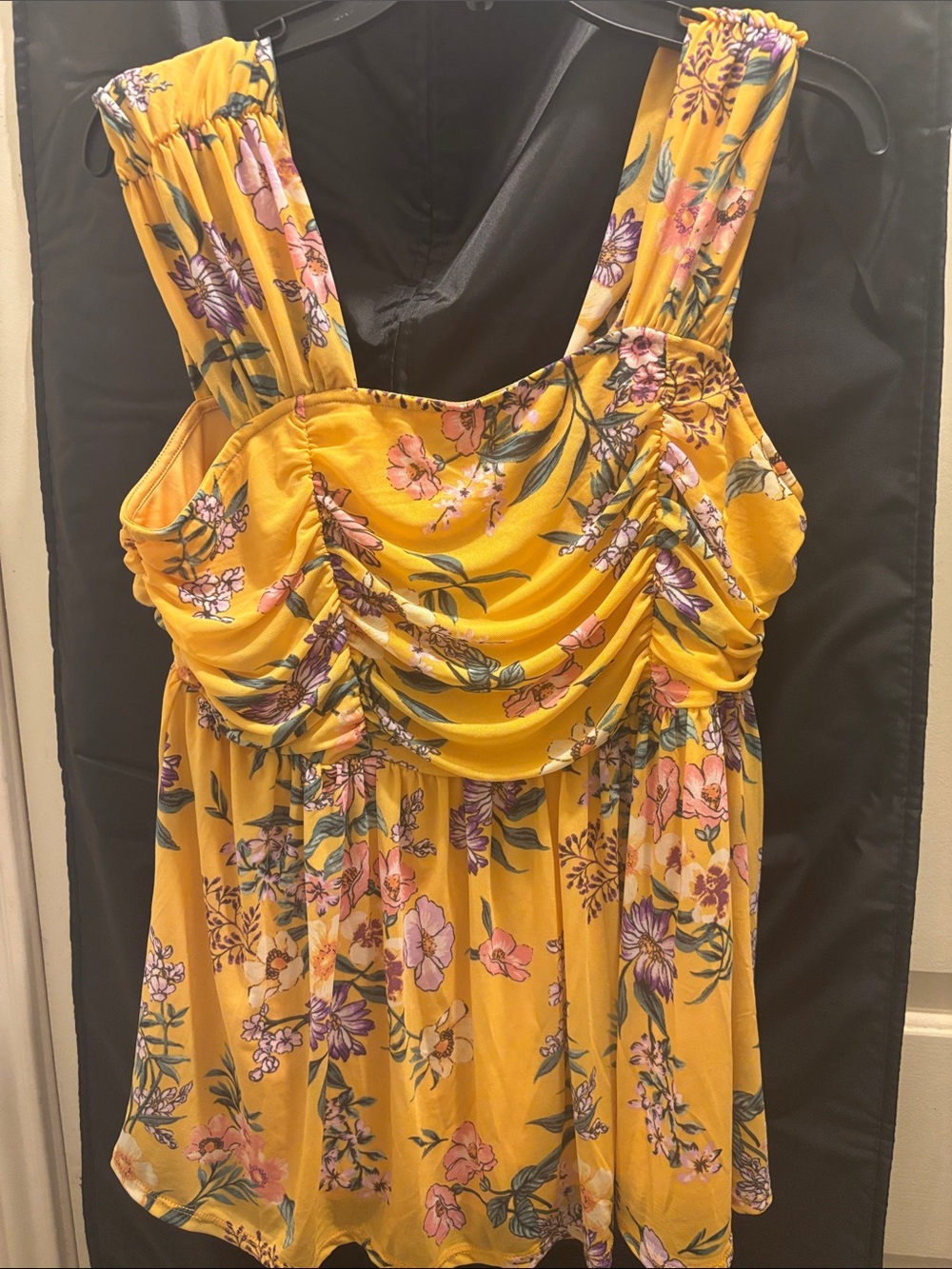 torrid Yellow Floral Ruched Tank Top